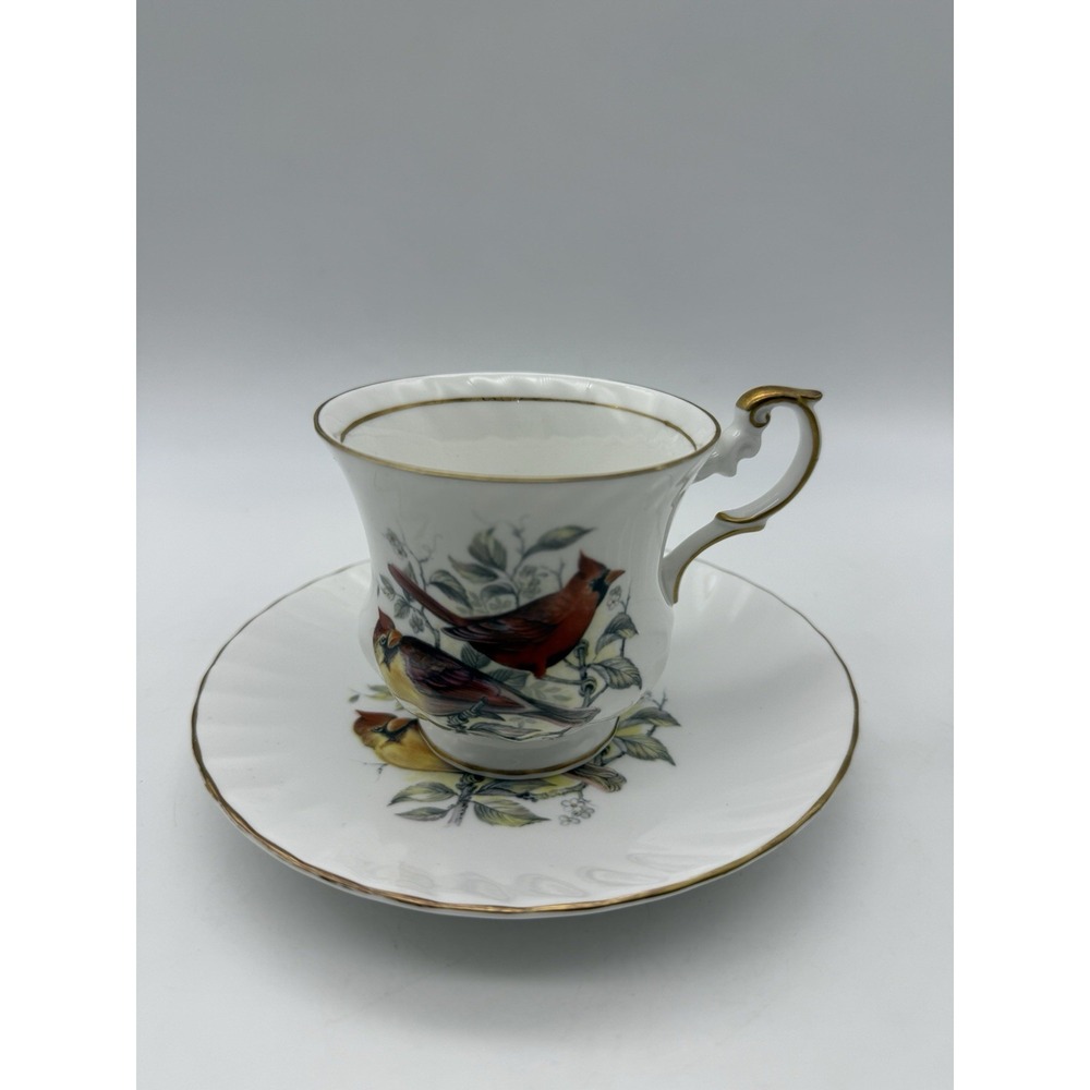 Vintage Queens Rosina Birds of America Red Cardinal Cup & Saucer